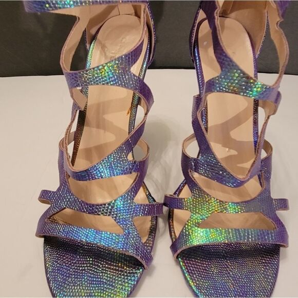 CHARLOTTE RUSSE OPEN TOE BLACK ZIPPER STILETTOS SANDAL - Picture 5 of 16